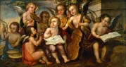 infant jesus with angelic musicians